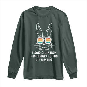Retro Hip Hop Easter Bunny Long Sleeve Shirt Funny Hippity Cool Rabbit Lovers Toddler TS10 Dark Forest Green Print Your Wear