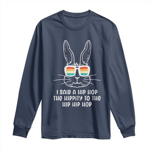 Retro Hip Hop Easter Bunny Long Sleeve Shirt Funny Hippity Cool Rabbit Lovers Toddler TS10 Navy Print Your Wear