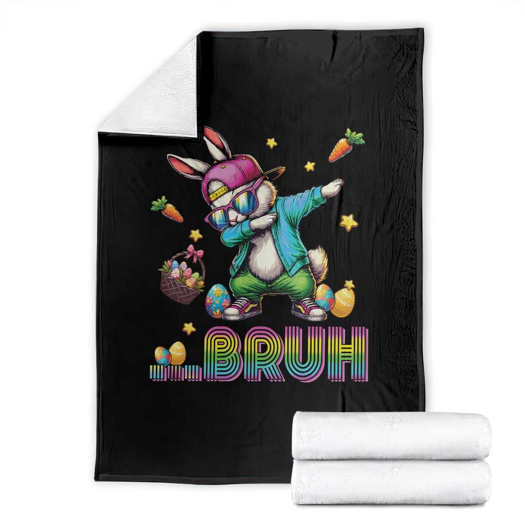 Bruh Dab Bunny Easter Throw Blanket Funny 80s Retro Vintage Party Cool Rabbit TS10 Black Print Your Wear