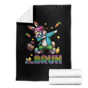 Bruh Dab Bunny Easter Throw Blanket Funny 80s Retro Vintage Party Cool Rabbit TS10 Black Print Your Wear