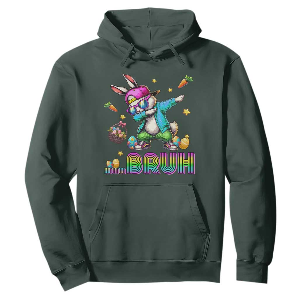 Bruh Dab Bunny Easter Hoodie Funny 80s Retro Vintage Party Cool Rabbit TS10 Dark Forest Green Print Your Wear