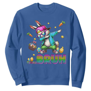 Bruh Dab Bunny Easter Sweatshirt Funny 80s Retro Vintage Party Cool Rabbit TS10 Royal Blue Print Your Wear