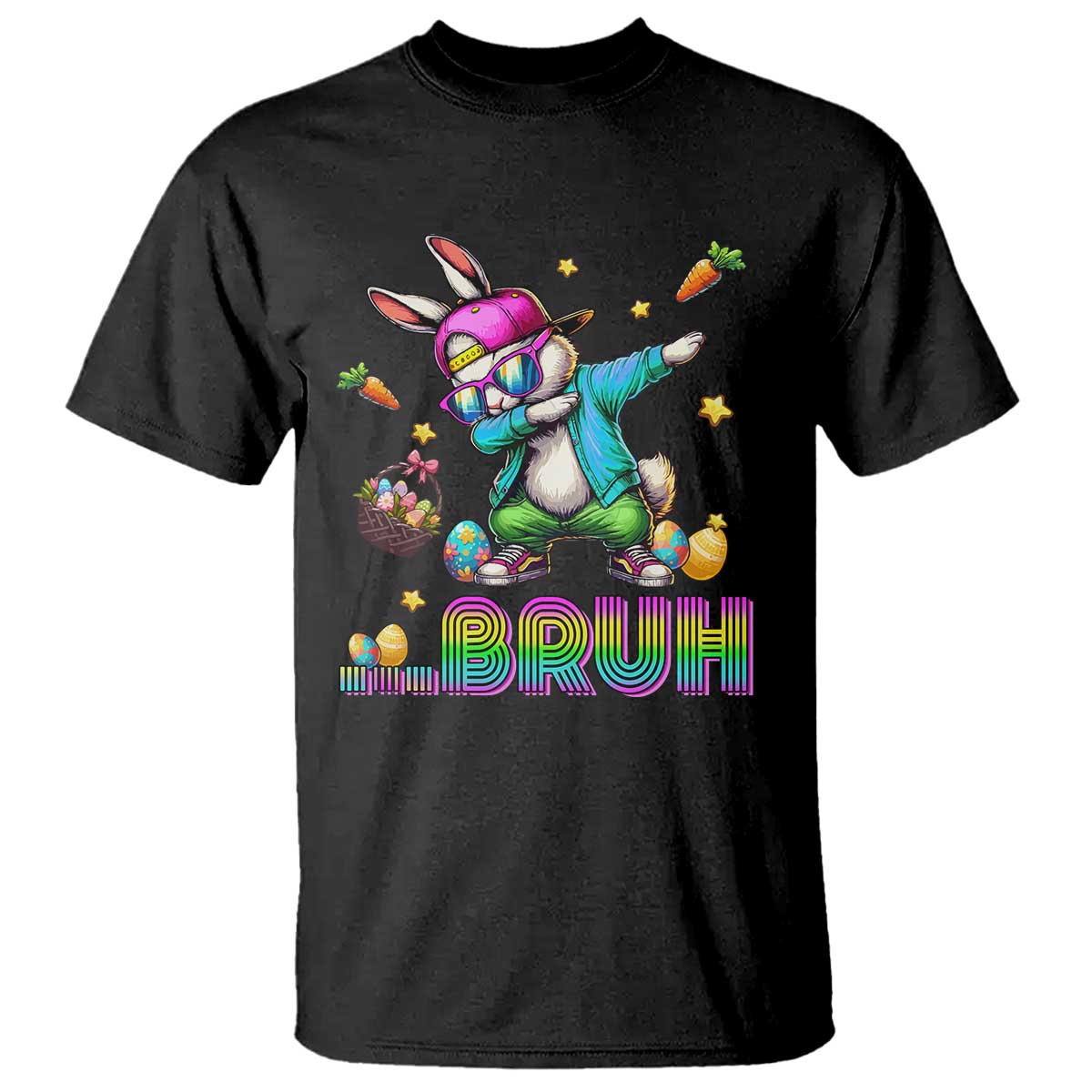Bruh Dab Bunny Easter T Shirt Funny 80s Retro Vintage Party Cool Rabbit TS10 Black Print Your Wear