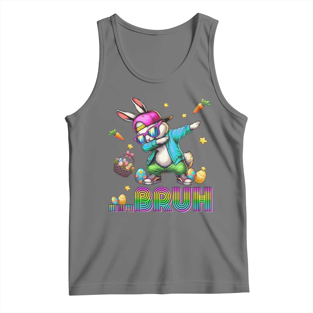 Bruh Dab Bunny Easter Tank Top Funny 80s Retro Vintage Party Cool Rabbit TS10 Black Heather Print Your Wear