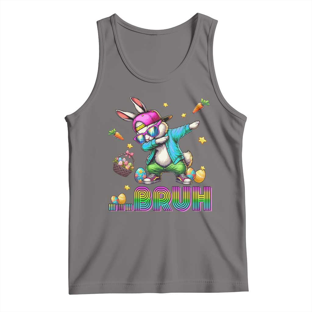 Bruh Dab Bunny Easter Tank Top Funny 80s Retro Vintage Party Cool Rabbit TS10 Deep Heather Print Your Wear