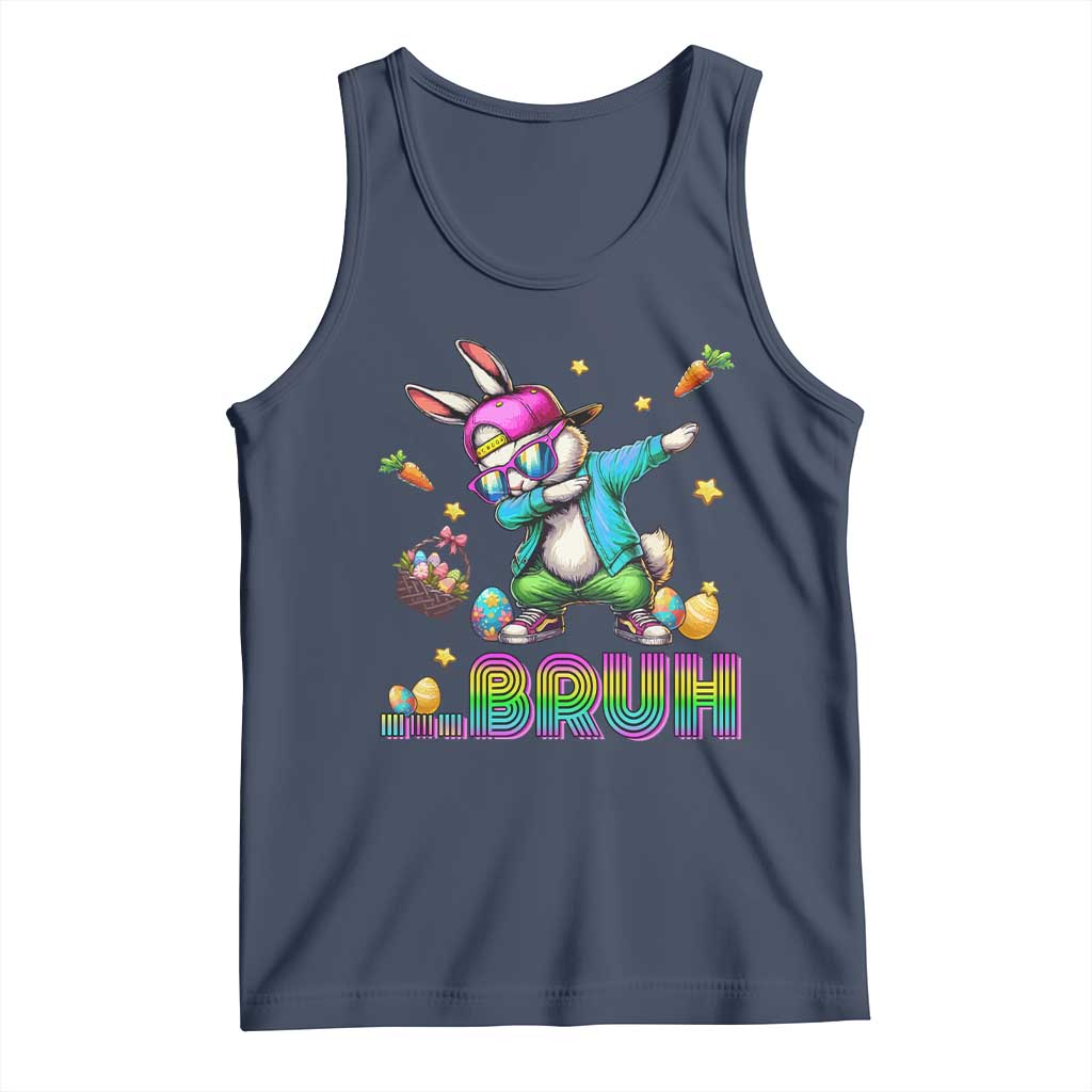 Bruh Dab Bunny Easter Tank Top Funny 80s Retro Vintage Party Cool Rabbit TS10 Navy Print Your Wear