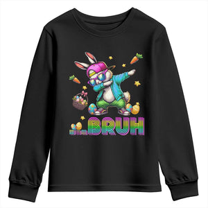 Bruh Dab Bunny Easter Youth Sweatshirt Funny 80s Retro Vintage Party Cool Rabbit TS10 Black Print Your Wear