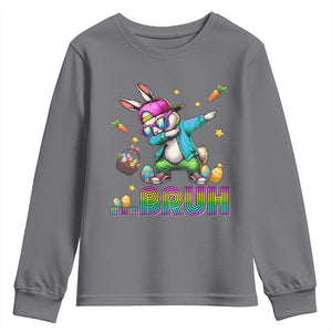 Bruh Dab Bunny Easter Youth Sweatshirt Funny 80s Retro Vintage Party Cool Rabbit TS10 Charcoal Print Your Wear