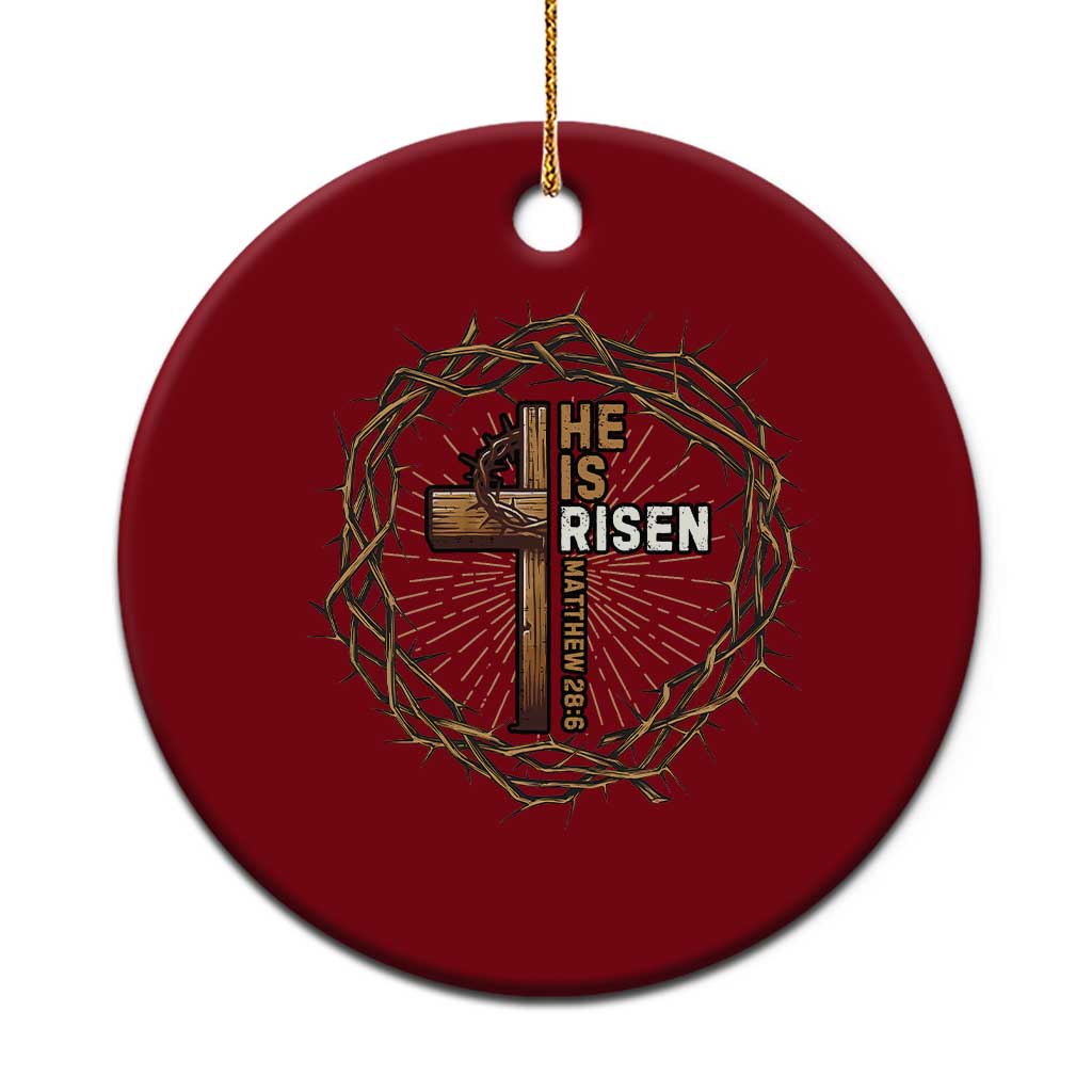 Easter Cross He is Risen Ceramic Ornament Jesus Christian Crown Of Thorns TS10 1pc Red Print Your Wear