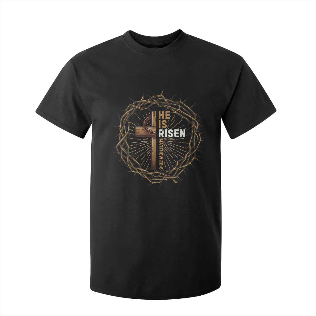 Easter Cross He is Risen T Shirt For Kid Jesus Christian Crown Of Thorns TS10 Black Print Your Wear