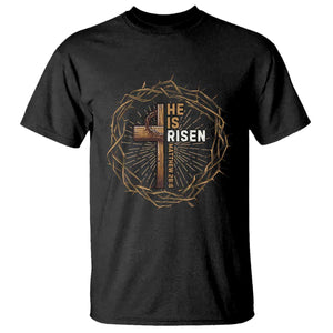 Easter Cross He is Risen T Shirt Jesus Christian Crown Of Thorns TS10 Black Print Your Wear