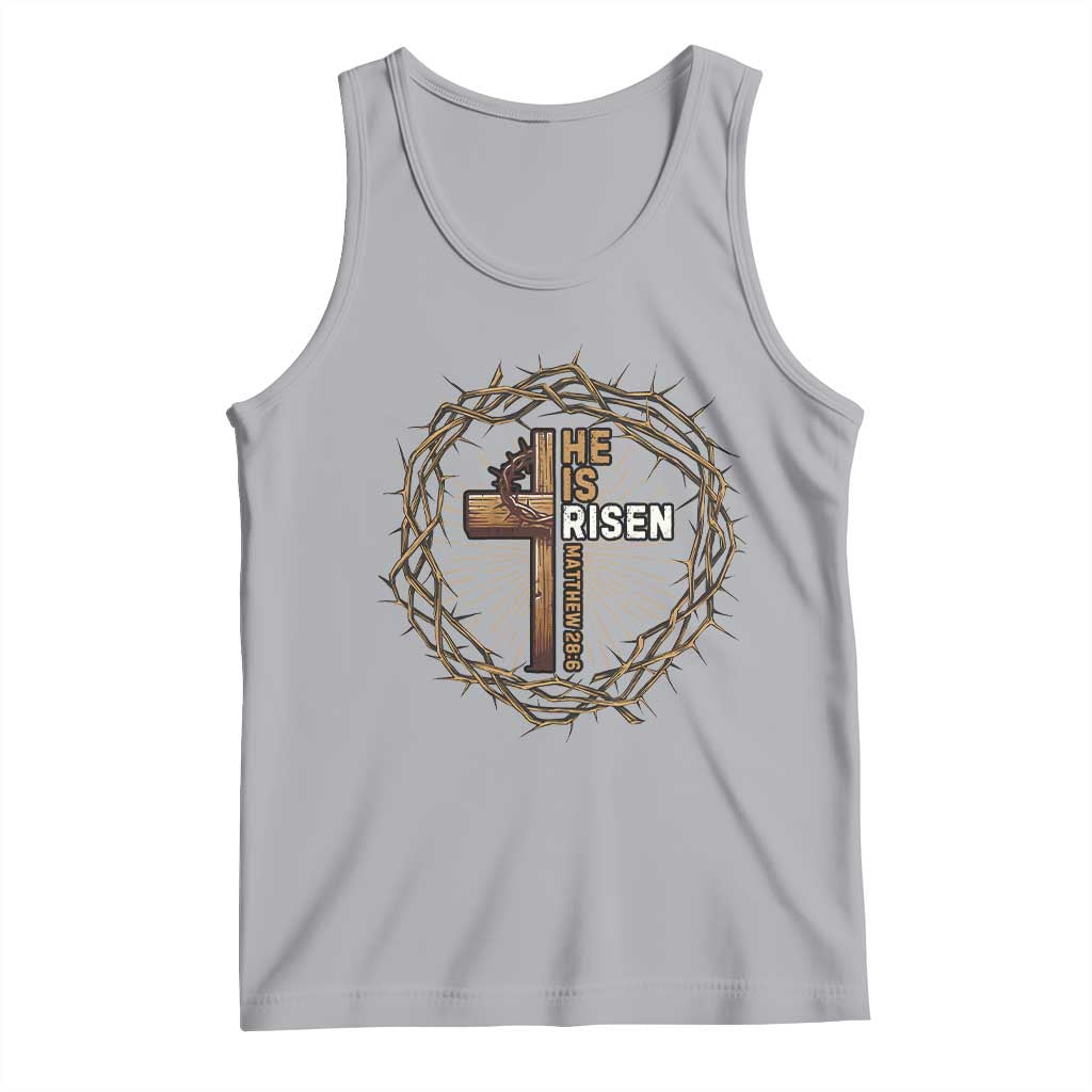 Easter Cross He is Risen Tank Top Jesus Christian Crown Of Thorns TS10 Athletic Heather Print Your Wear