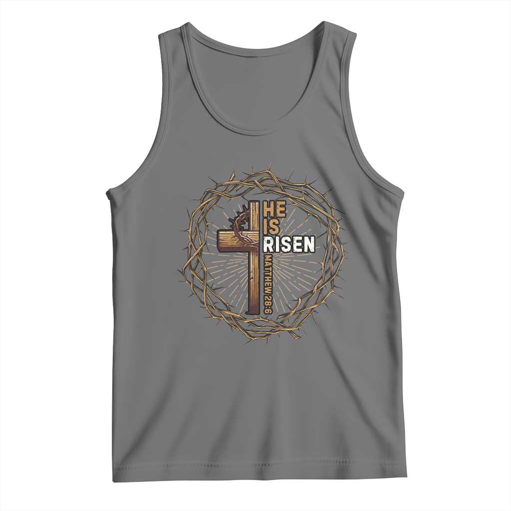 Easter Cross He is Risen Tank Top Jesus Christian Crown Of Thorns TS10 Black Heather Print Your Wear