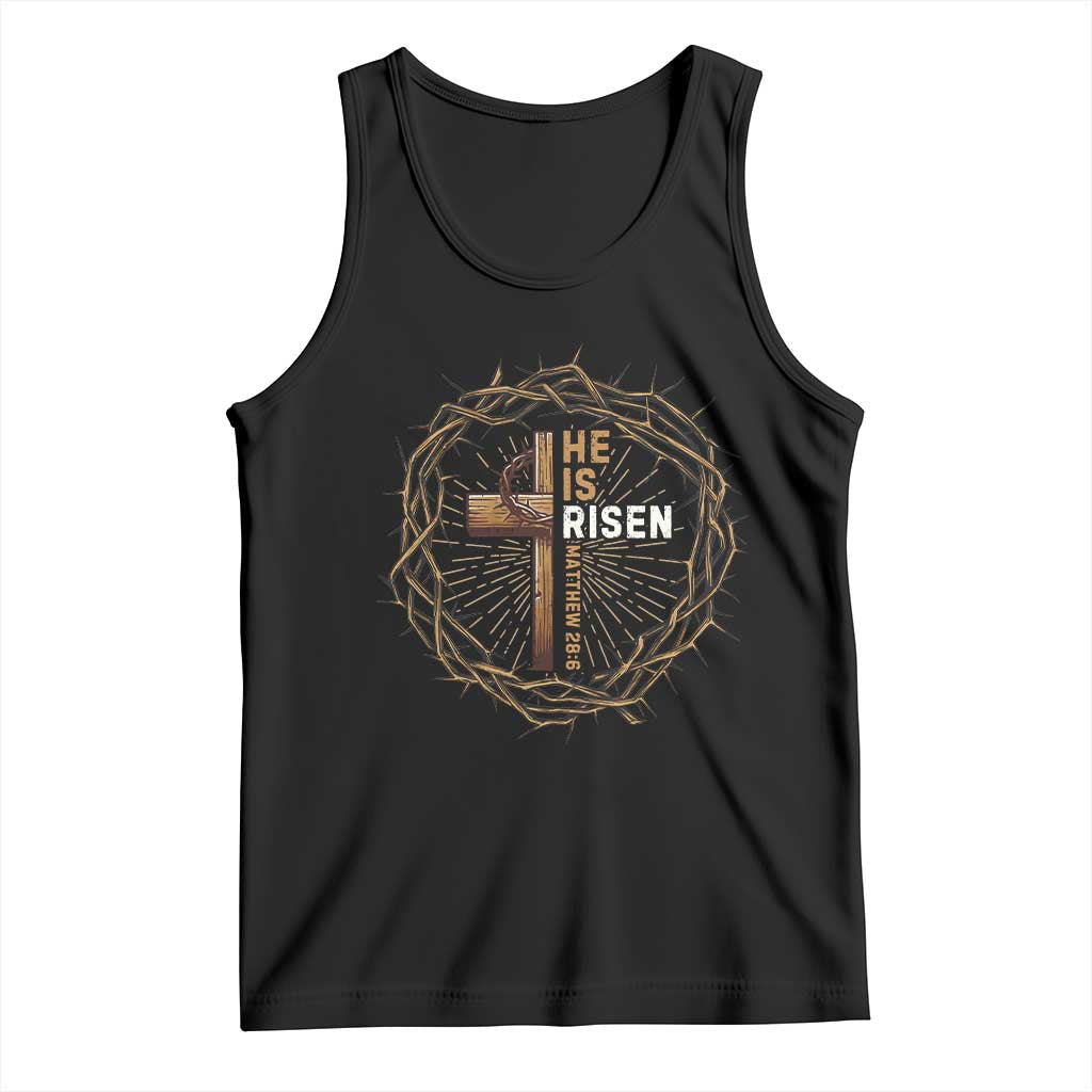 Easter Cross He is Risen Tank Top Jesus Christian Crown Of Thorns TS10 Black Print Your Wear