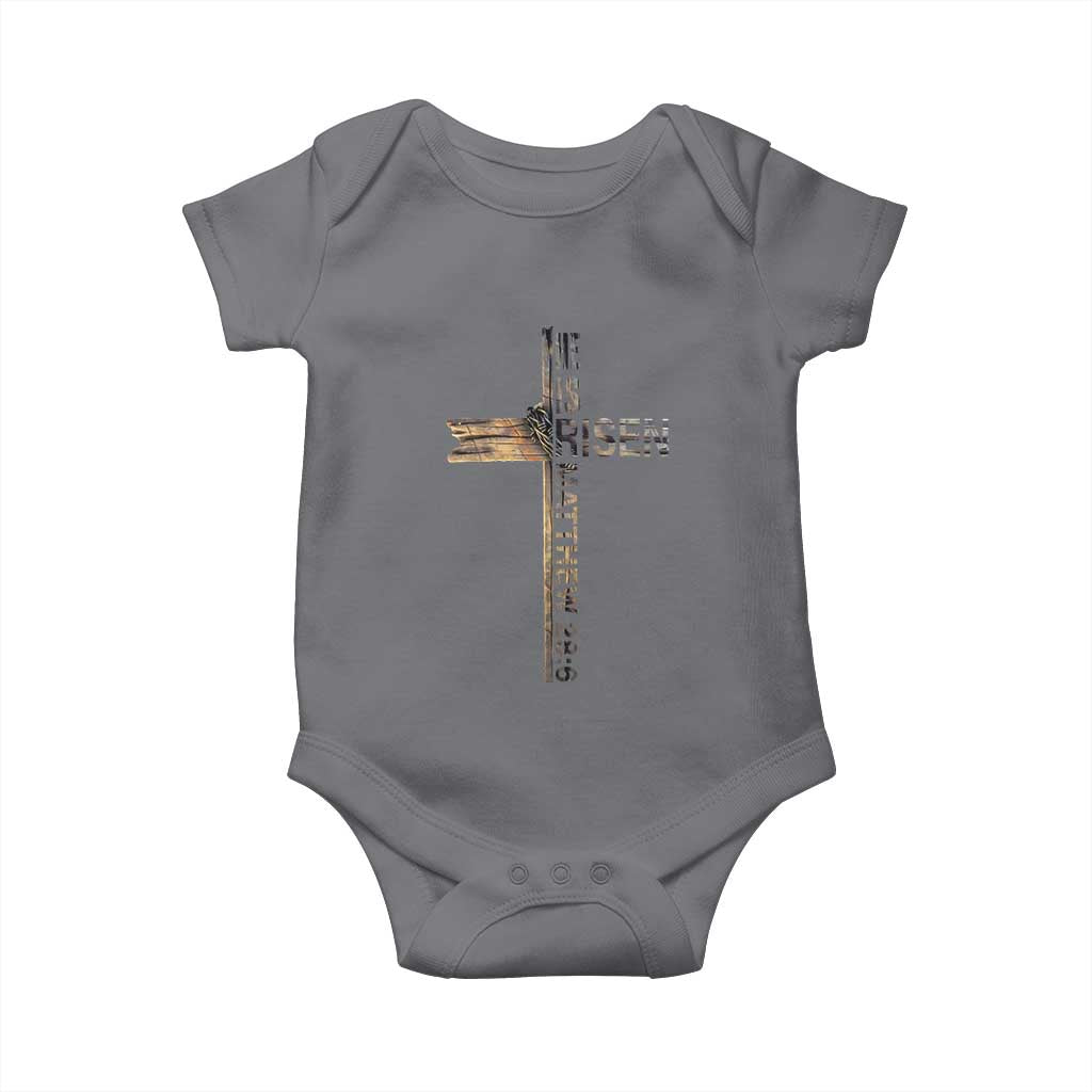 He is Risen Baby Onesie Religious Easter Cross Jesus Christian TS10 Charcoal Print Your Wear