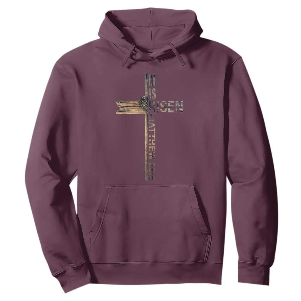 He is Risen Hoodie Religious Easter Cross Jesus Christian TS10 Maroon Print Your Wear