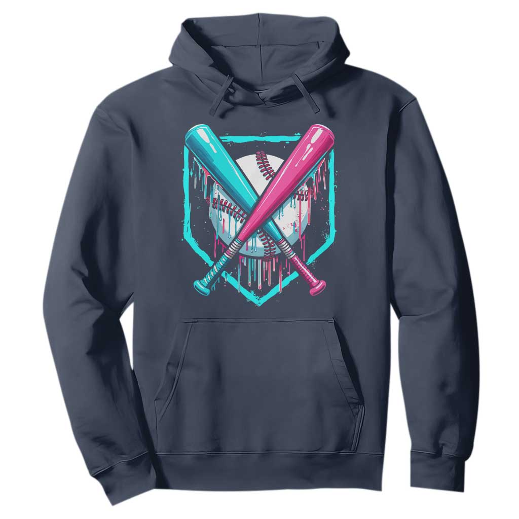 Baseball Drip Hoodie Ice Cream Dripping Youth Boys Baseball Bats TS10 Navy Print Your Wear