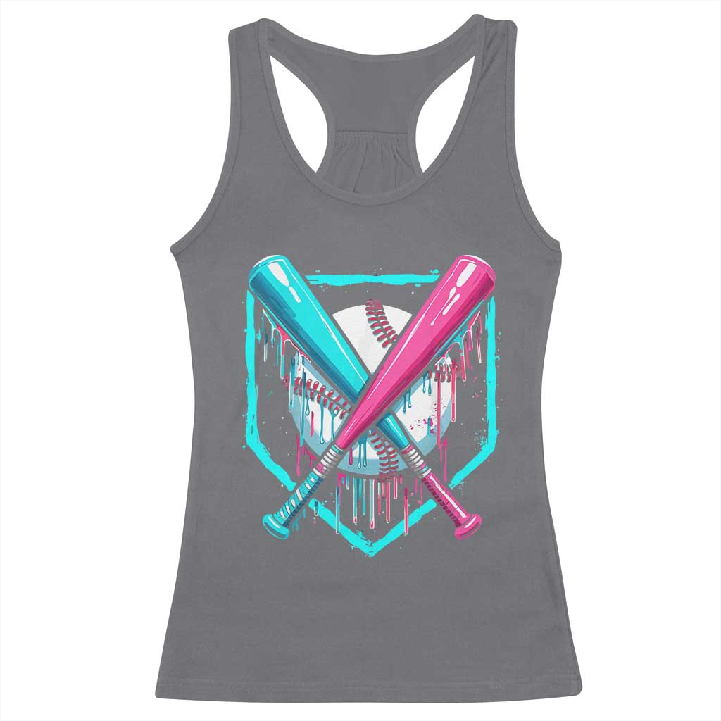 Baseball Drip Racerback Tank Top Crossed Bats Melting Ice Cream Style TS10 Charcoal Print Your Wear