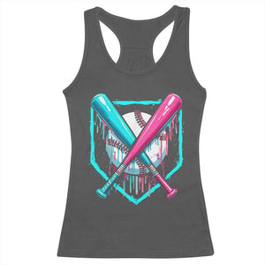 Baseball Drip Racerback Tank Top Crossed Bats Melting Ice Cream Style TS10 Dark Heather Print Your Wear