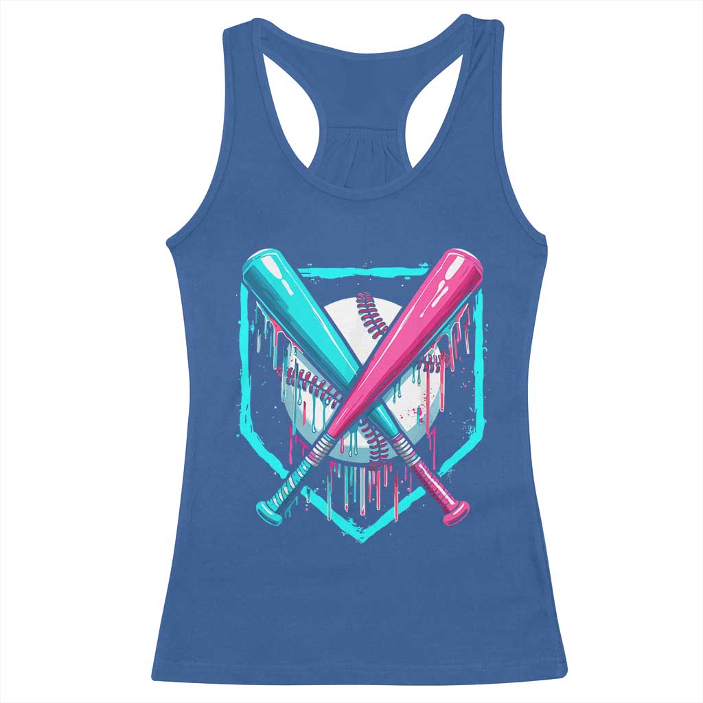 Baseball Drip Racerback Tank Top Crossed Bats Melting Ice Cream Style TS10 Royal Blue Print Your Wear