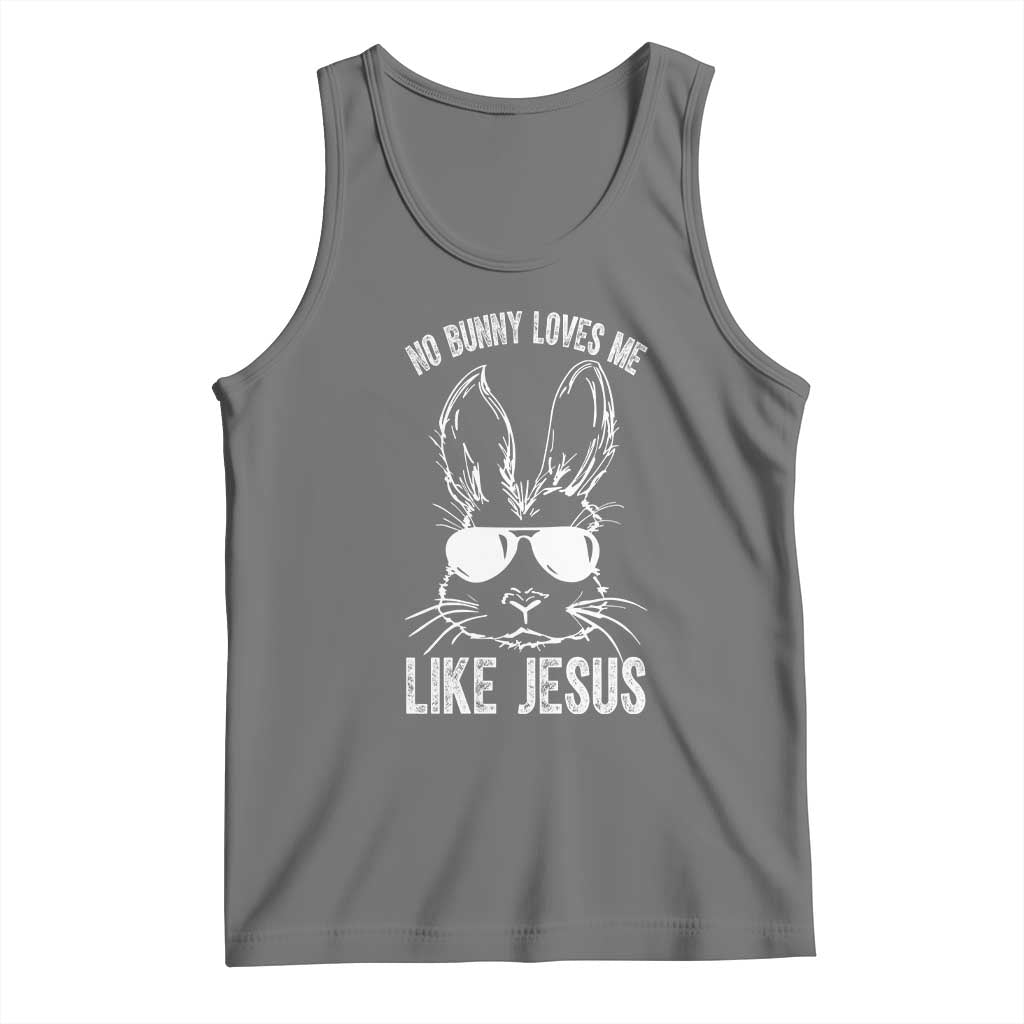 Funny Christian Easter Tank Top No Bunny Loves Me Like Jesus Retro Bunny TS10 Black Heather Print Your Wear