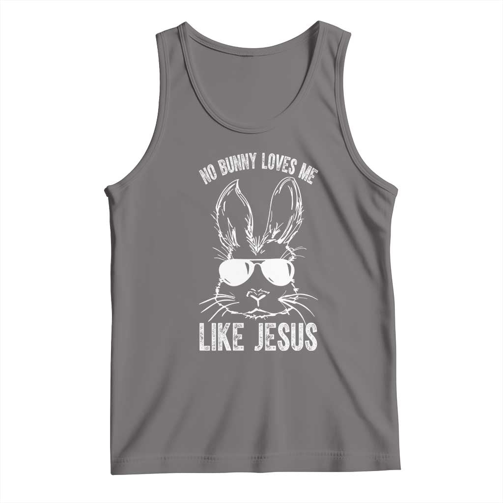 Funny Christian Easter Tank Top No Bunny Loves Me Like Jesus Retro Bunny TS10 Deep Heather Print Your Wear