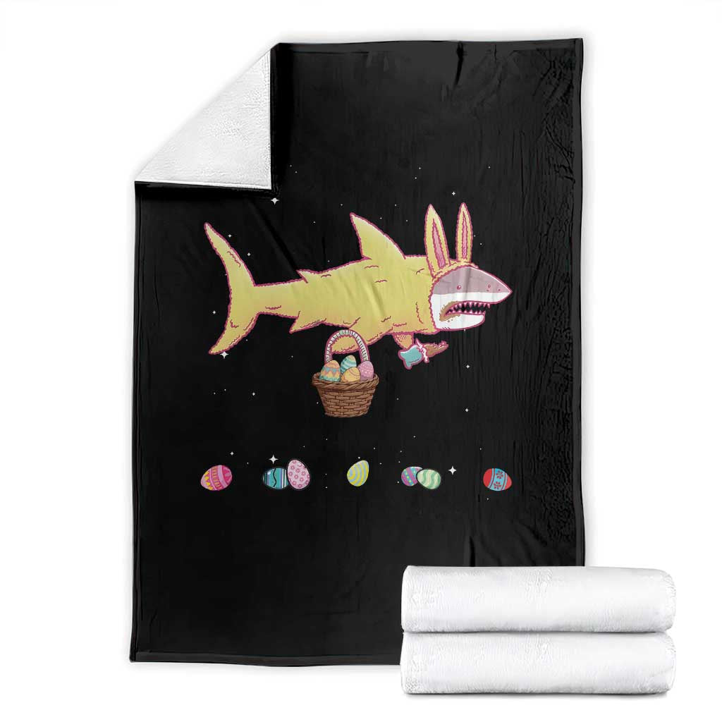 Funny Shark Easter Throw Blanket Cute Bunny Ears Eggs Hunting Teens Boys Kids TS10 Black Print Your Wear
