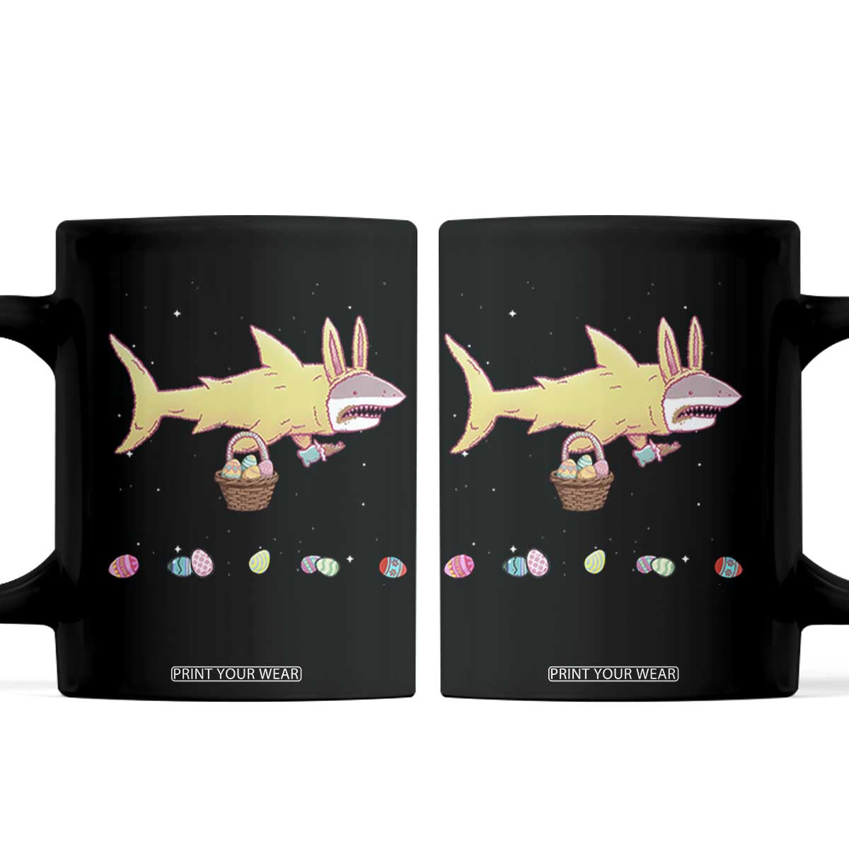 Funny Shark Easter Coffee Mug Cute Bunny Ears Eggs Hunting Teens Boys Kids TS10 Black Print Your Wear