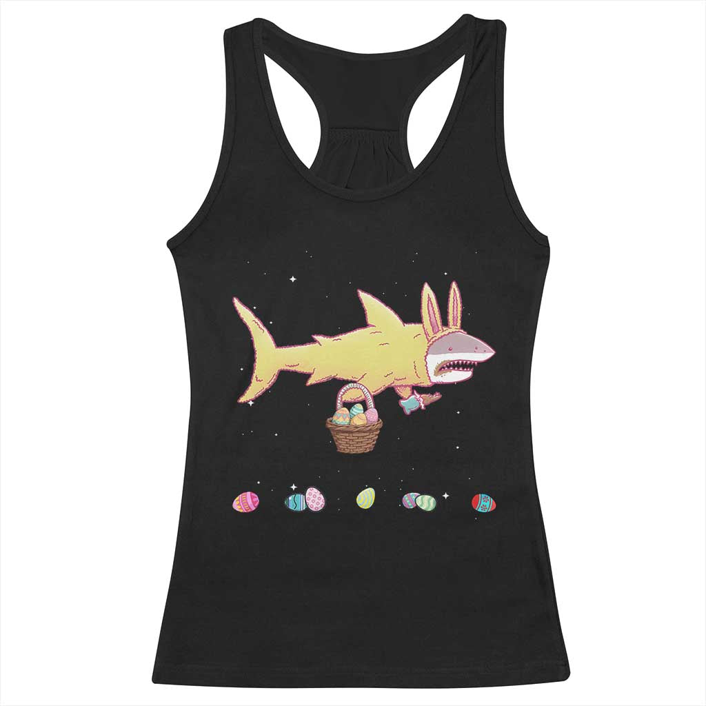 Funny Shark Easter Racerback Tank Top Cute Bunny Ears Eggs Hunting Teens Boys Kids TS10 Black Print Your Wear