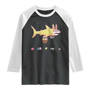 Funny Shark Easter Raglan Shirt Cute Bunny Ears Eggs Hunting Teens Boys Kids TS10 Black White Print Your Wear
