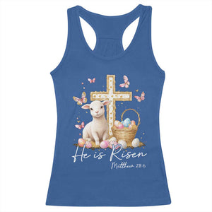 He Is Risen Easter Racerback Tank Top Lamb Flowers Cross TS10 Royal Blue Print Your Wear