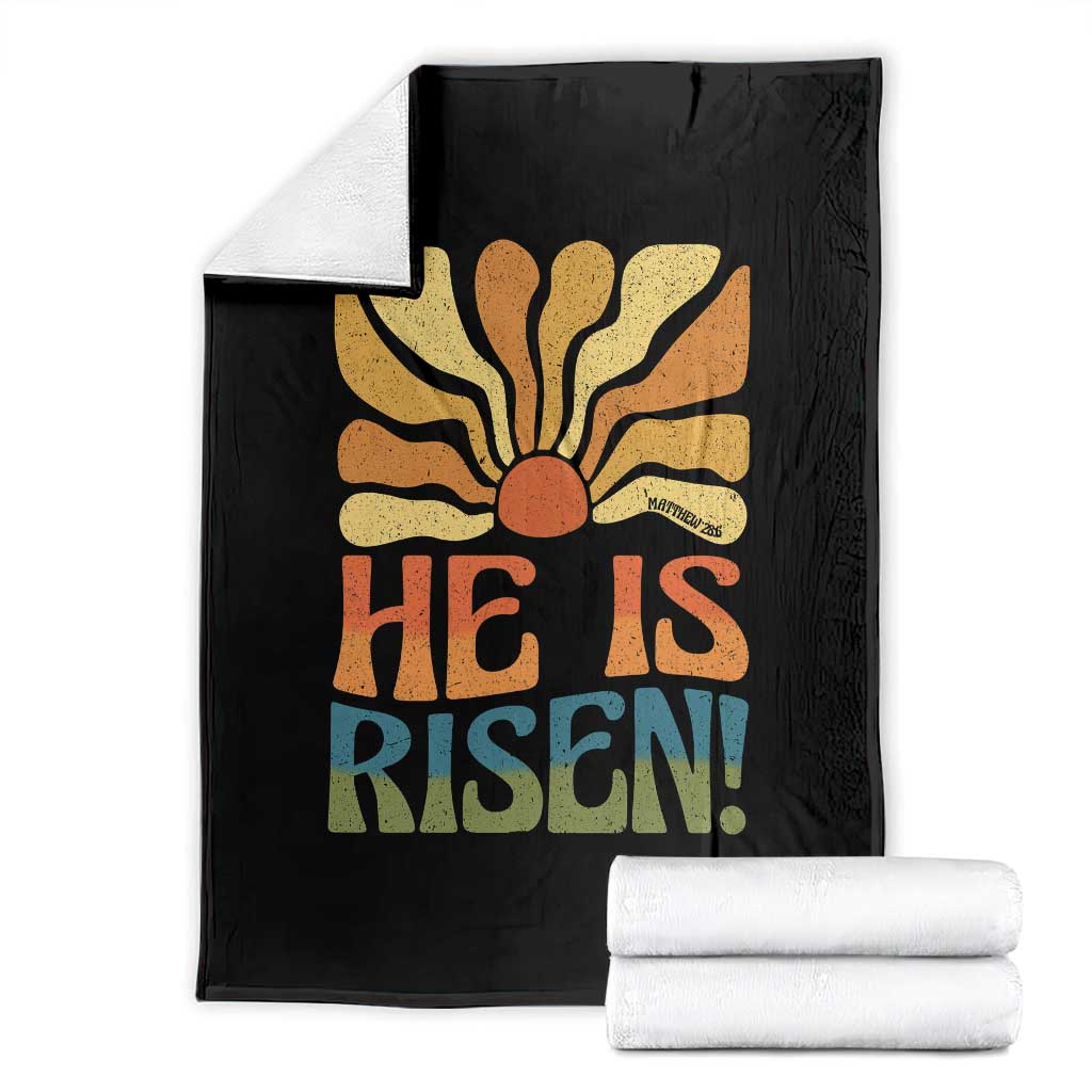 Retro Easter Throw Blanket Jesus He is Risen Matthew 28:6 Bible Verse Kids TS10 Black Print Your Wear