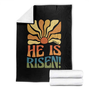 Retro Easter Throw Blanket Jesus He is Risen Matthew 28:6 Bible Verse Kids TS10 Black Print Your Wear