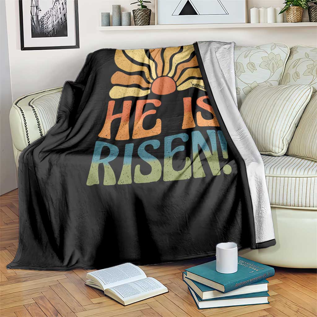 Retro Easter Throw Blanket Jesus He is Risen Matthew 28:6 Bible Verse Kids TS10 Print Your Wear