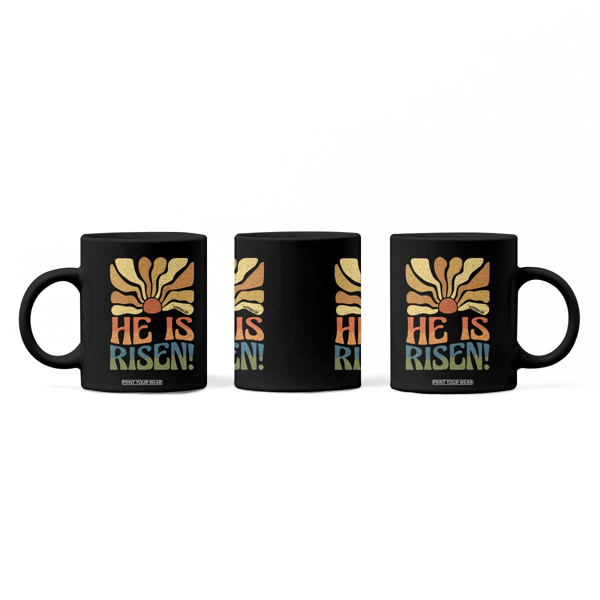 Retro Easter Coffee Mug Jesus He is Risen Matthew 28:6 Bible Verse Kids TS10 Print Your Wear
