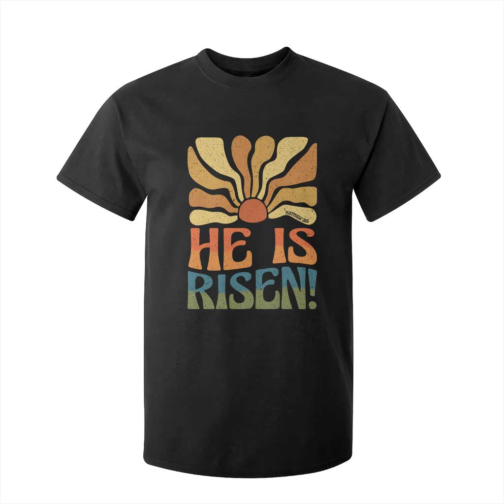 Retro Easter T Shirt For Kid Jesus He is Risen Matthew 28:6 Bible Verse Kids TS10 Black Print Your Wear