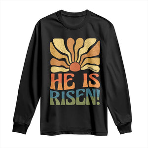Retro Easter Long Sleeve Shirt Jesus He is Risen Matthew 28:6 Bible Verse Kids TS10 Black Print Your Wear