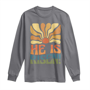 Retro Easter Long Sleeve Shirt Jesus He is Risen Matthew 28:6 Bible Verse Kids TS10 Charcoal Print Your Wear