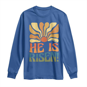 Retro Easter Long Sleeve Shirt Jesus He is Risen Matthew 28:6 Bible Verse Kids TS10 Royal Blue Print Your Wear