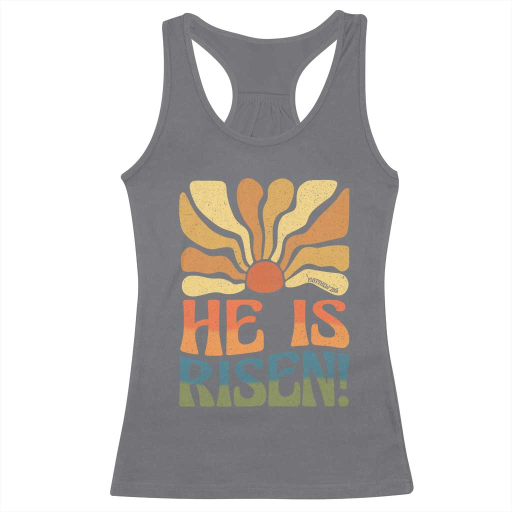 Retro Easter Racerback Tank Top Jesus He is Risen Matthew 28:6 Bible Verse Kids TS10 Charcoal Print Your Wear