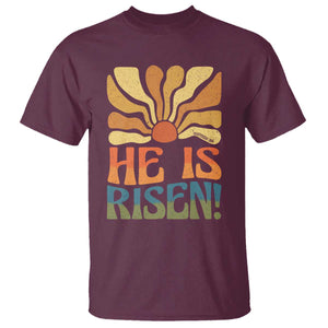 Retro Easter T Shirt Jesus He is Risen Matthew 28:6 Bible Verse Kids TS10 Maroon Print Your Wear