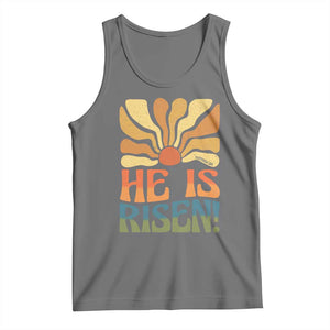 Retro Easter Tank Top Jesus He is Risen Matthew 28:6 Bible Verse Kids TS10 Black Heather Print Your Wear