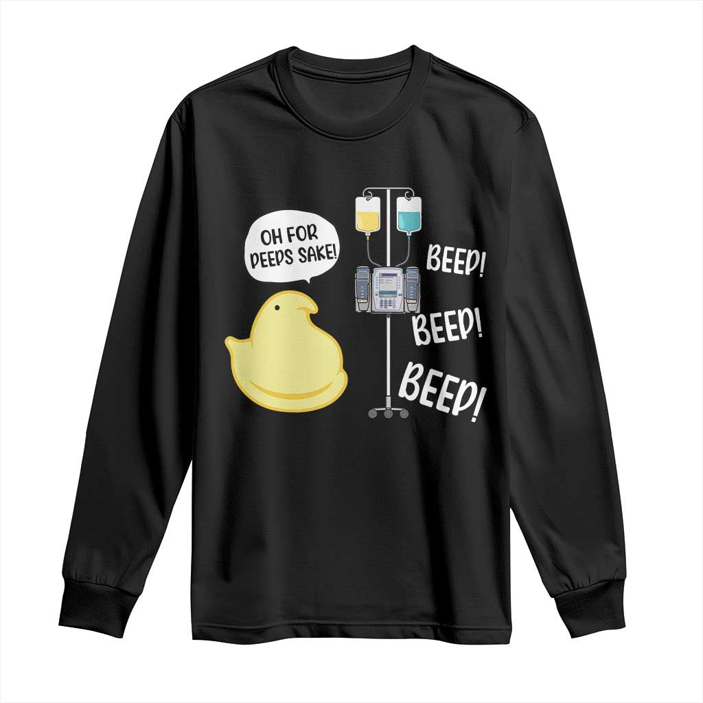 Bunny Nurse Long Sleeve Shirt Funny Peep Nursing Easter Nurse Gift TS10 Black Print Your Wear