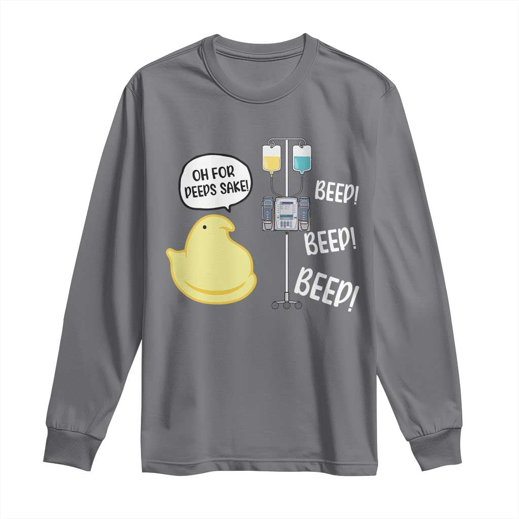 Bunny Nurse Long Sleeve Shirt Funny Peep Nursing Easter Nurse Gift TS10 Charcoal Print Your Wear