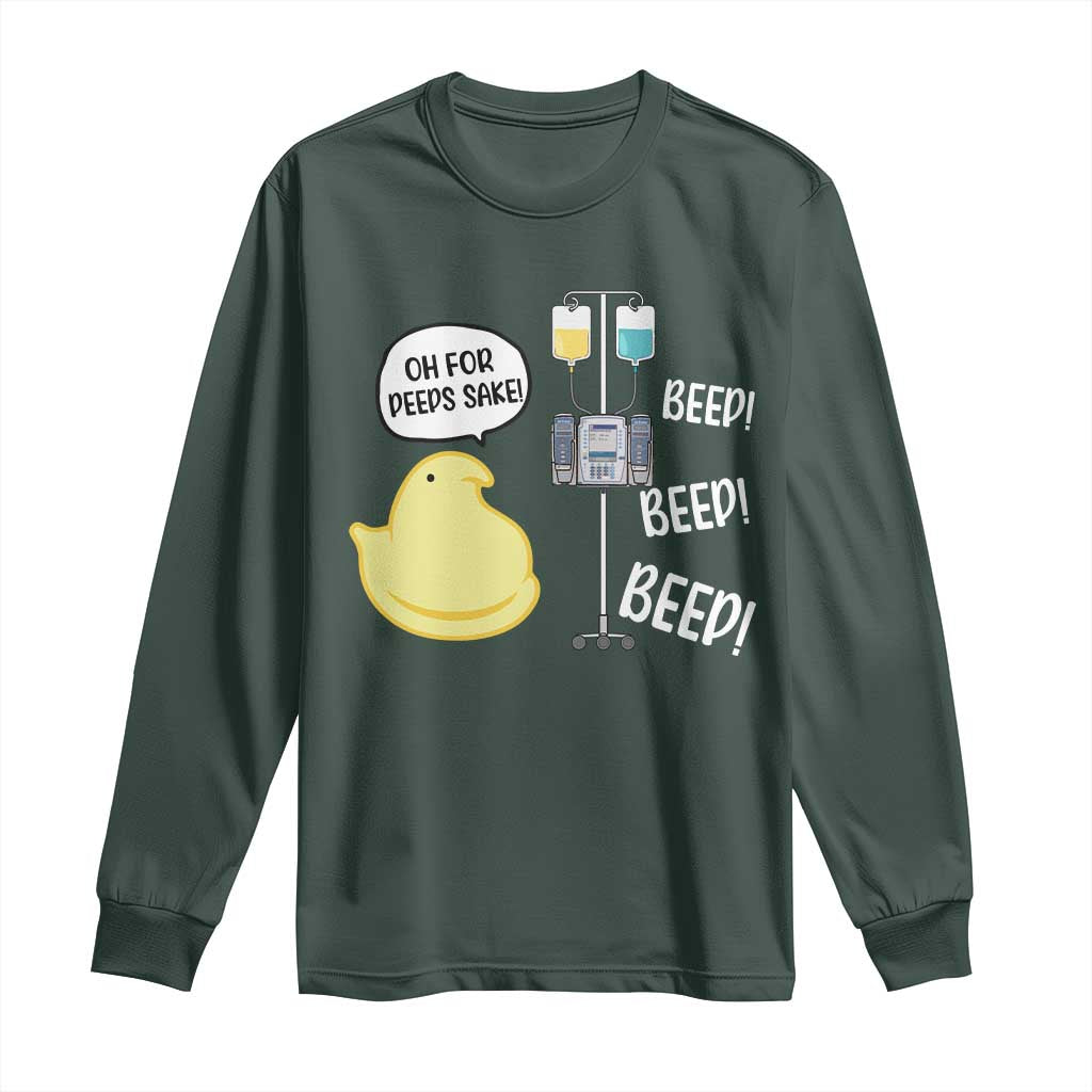 Bunny Nurse Long Sleeve Shirt Funny Peep Nursing Easter Nurse Gift TS10 Dark Forest Green Print Your Wear
