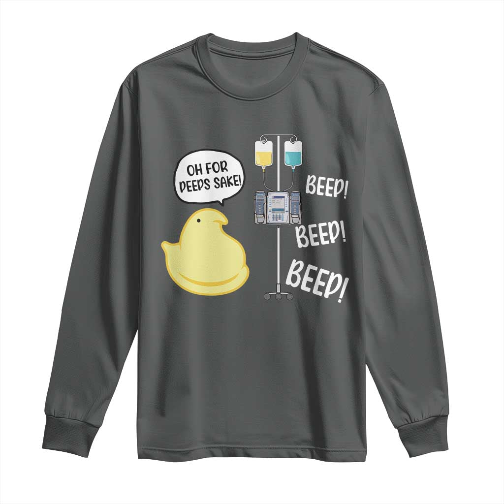 Bunny Nurse Long Sleeve Shirt Funny Peep Nursing Easter Nurse Gift TS10 Dark Heather Print Your Wear