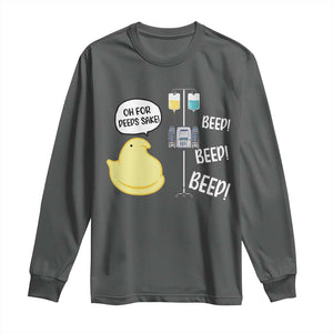 Bunny Nurse Long Sleeve Shirt Funny Peep Nursing Easter Nurse Gift TS10 Dark Heather Print Your Wear