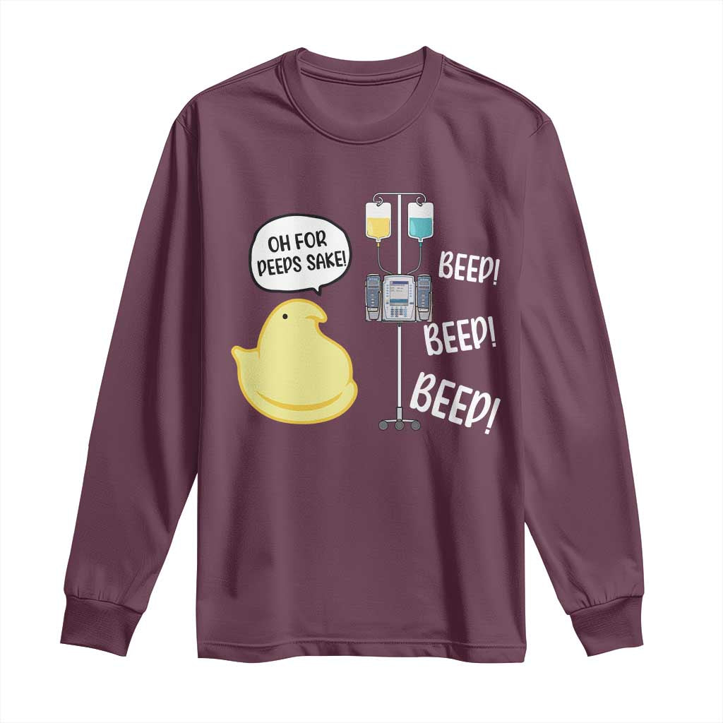 Bunny Nurse Long Sleeve Shirt Funny Peep Nursing Easter Nurse Gift TS10 Maroon Print Your Wear