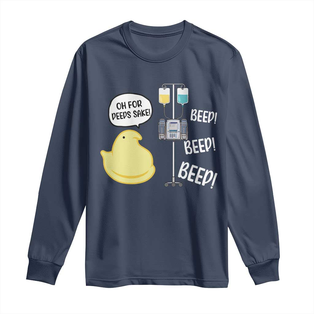 Bunny Nurse Long Sleeve Shirt Funny Peep Nursing Easter Nurse Gift TS10 Navy Print Your Wear