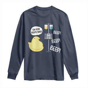 Bunny Nurse Long Sleeve Shirt Funny Peep Nursing Easter Nurse Gift TS10 Navy Print Your Wear